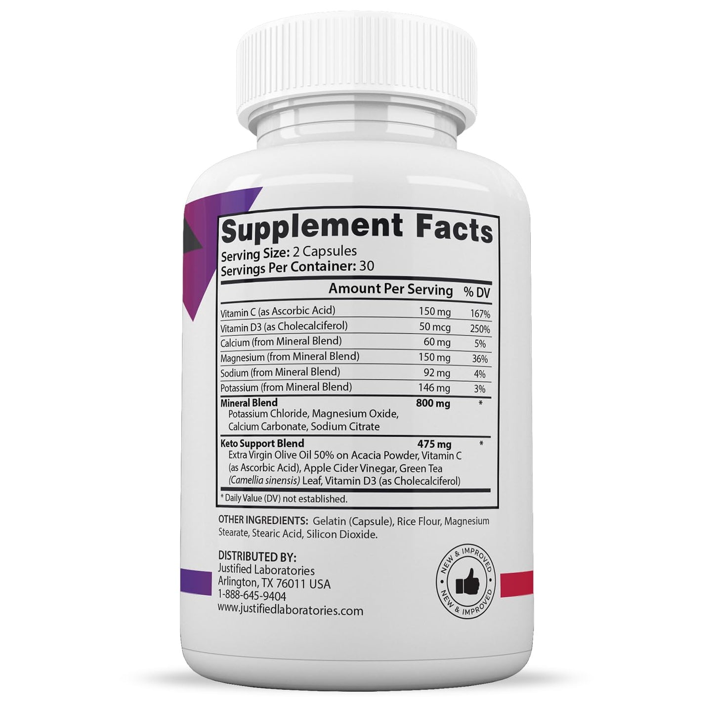 Justified Laboratories Premier Keto ACV Capsules, 60 Count