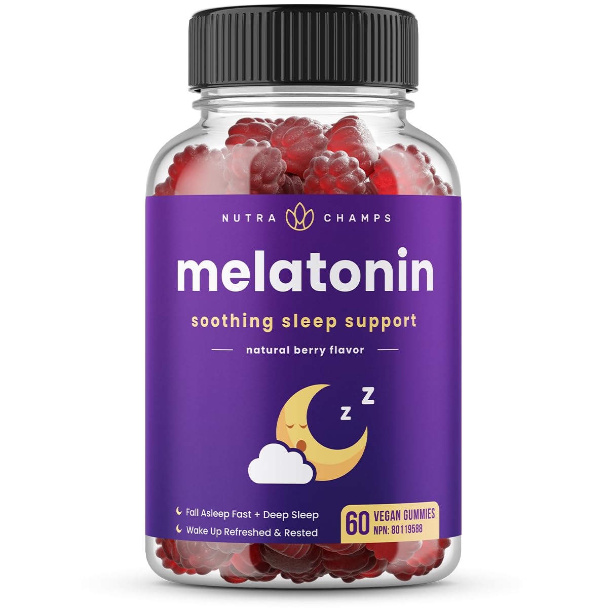 NutraChamps Melatonin Gummies for Kids & Adults Gummy, 60 Count