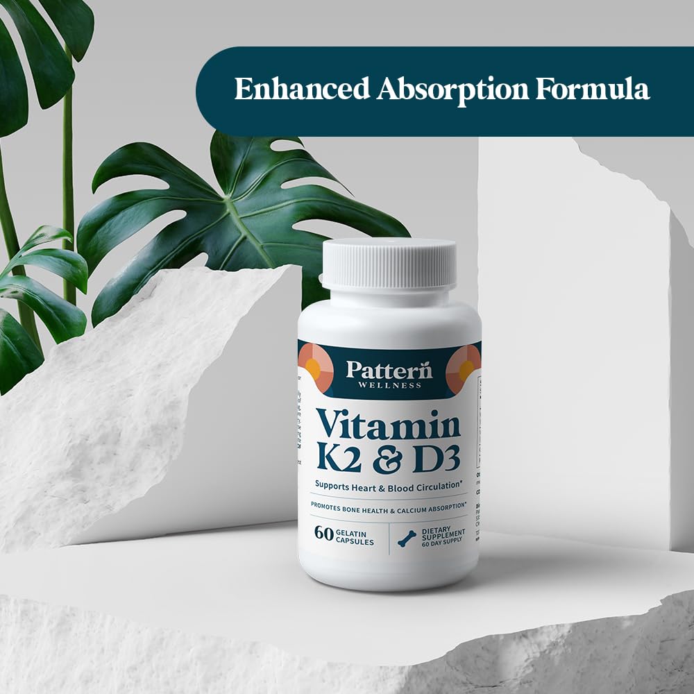 Pattern Wellness Vitamin K2 & D3 Supplement Capsules 120