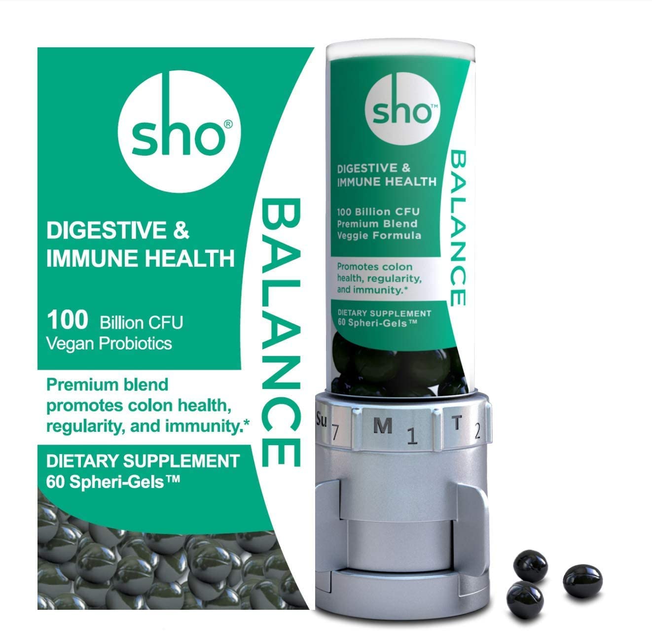 SHO Balance 100 Billion CFU Prebiotics & Probiotics for Digestive Health Capsule, 60 Count