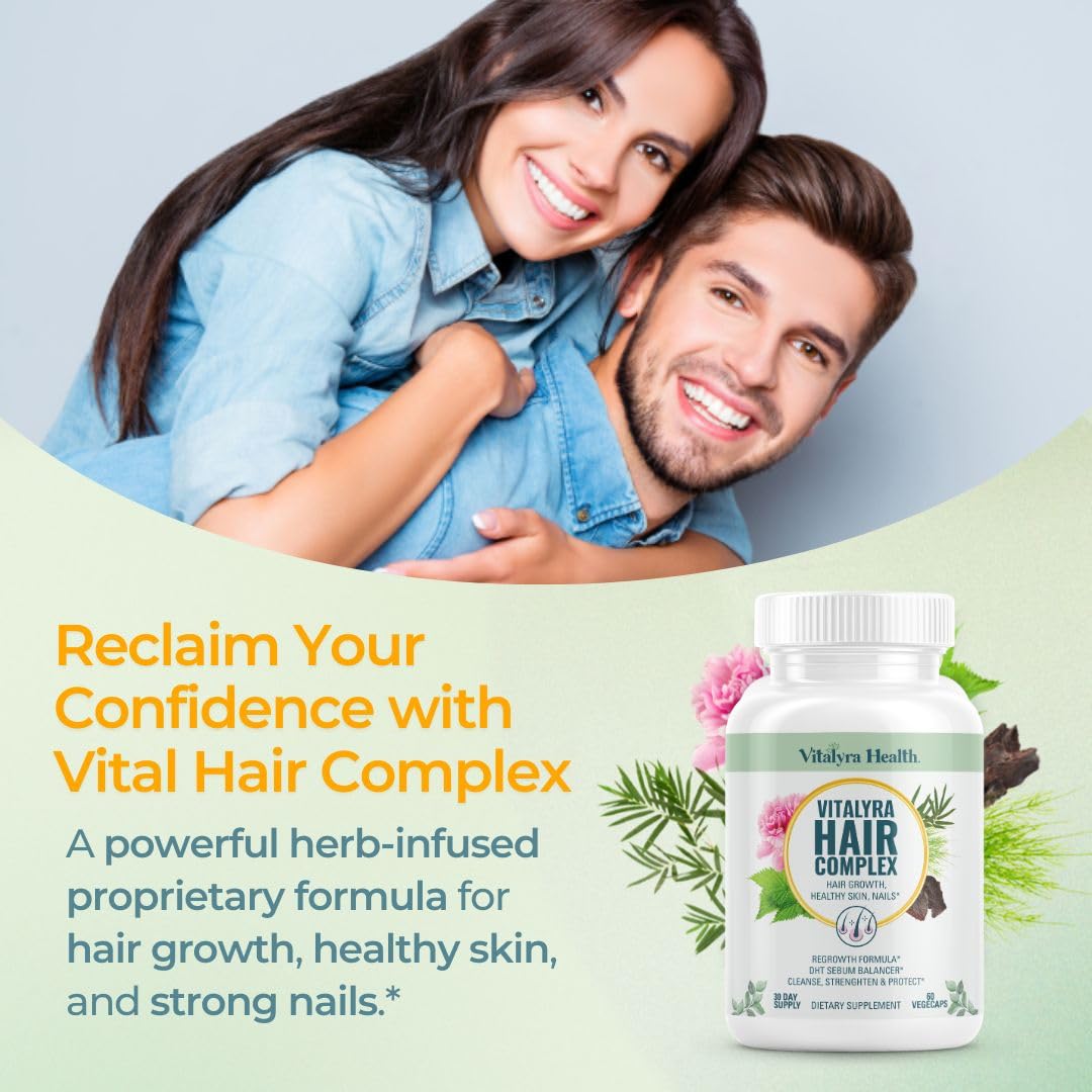 Vitalyra Health Vital Hair Complex Biotin & Vitamin B Hair Vitamins for Women & Men Capsules 60 Count