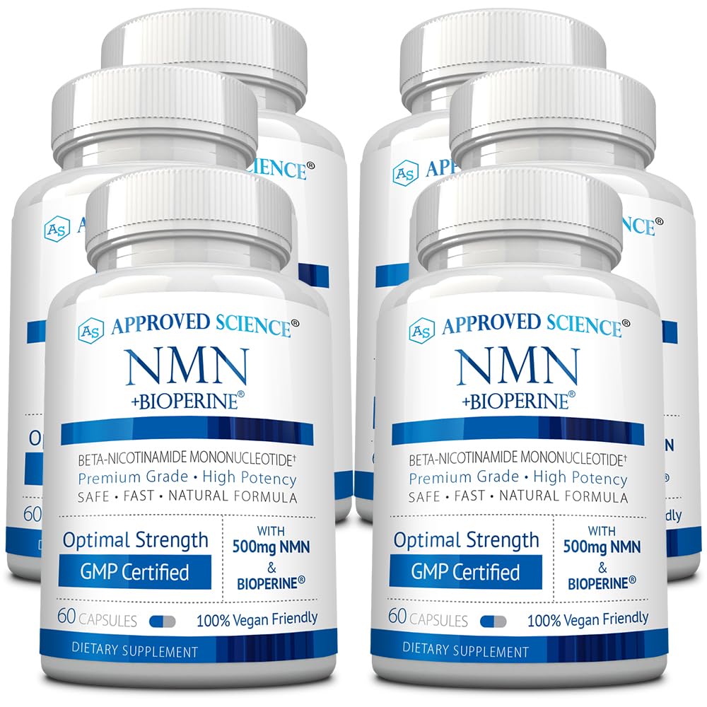 Approved Science NMN 500mg Stable Beta NMN with BioPerine Capsules, 360 Count