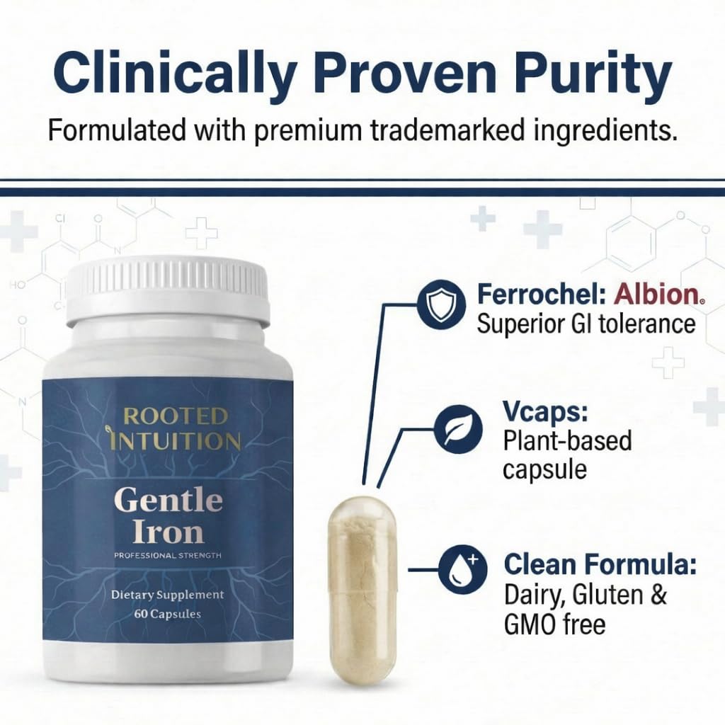 Rooted Intuition Ferrochel Iron Bisglycinate 29mg Capsules, 60 Count