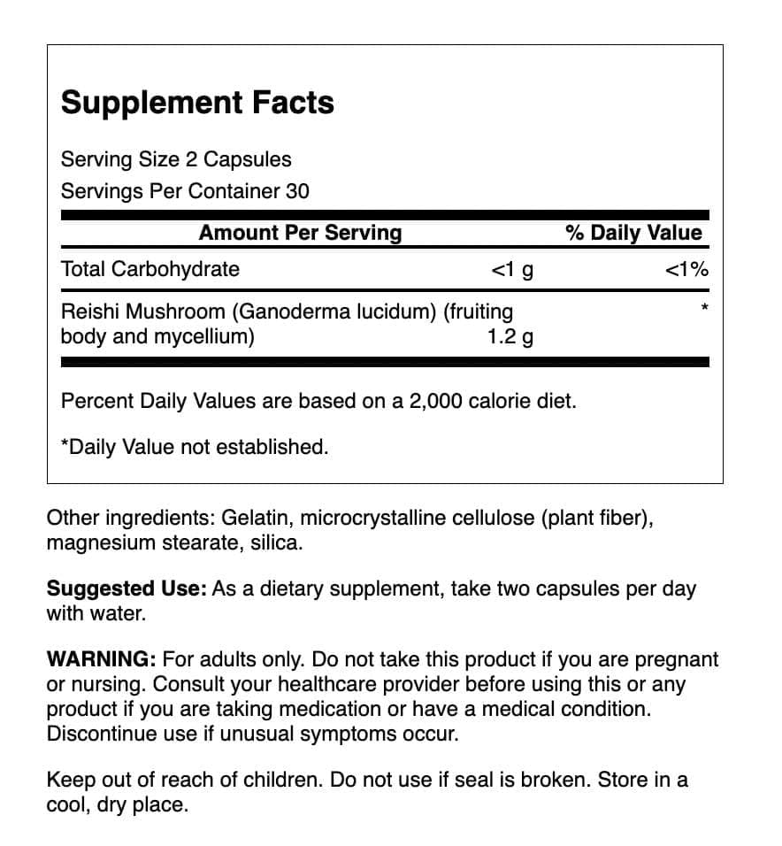 Swanson Reishi Mushroom Immune Function Mood Support 600 Milligrams, 60 Capsules
