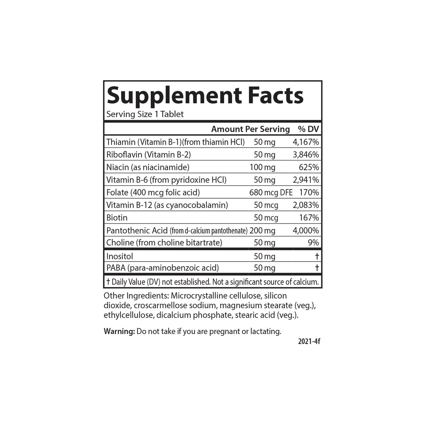 Carlson B Compleet 50 Balanced Vitamin B Complex Tablet, 100 Tablets