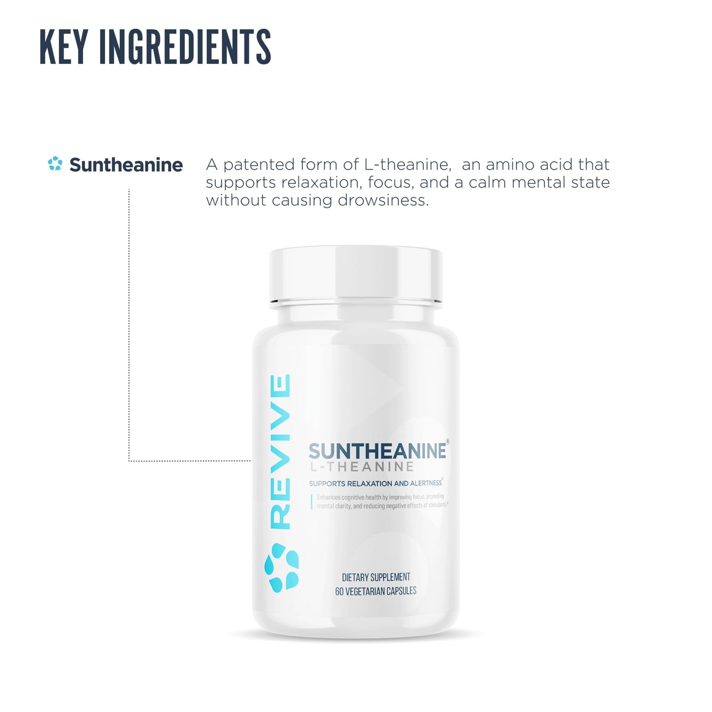 Revive Suntheanine L-Theanine Supplement Capsules, 60 Count