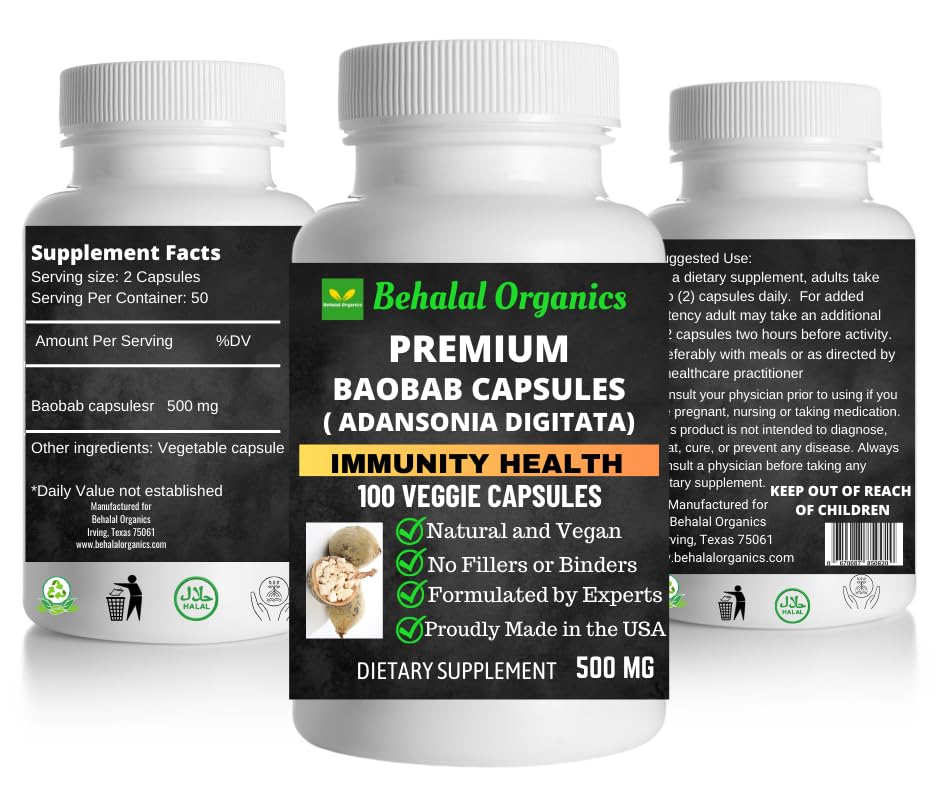 Behalal Organics Baobab Quick Release Capsules, 100 Count