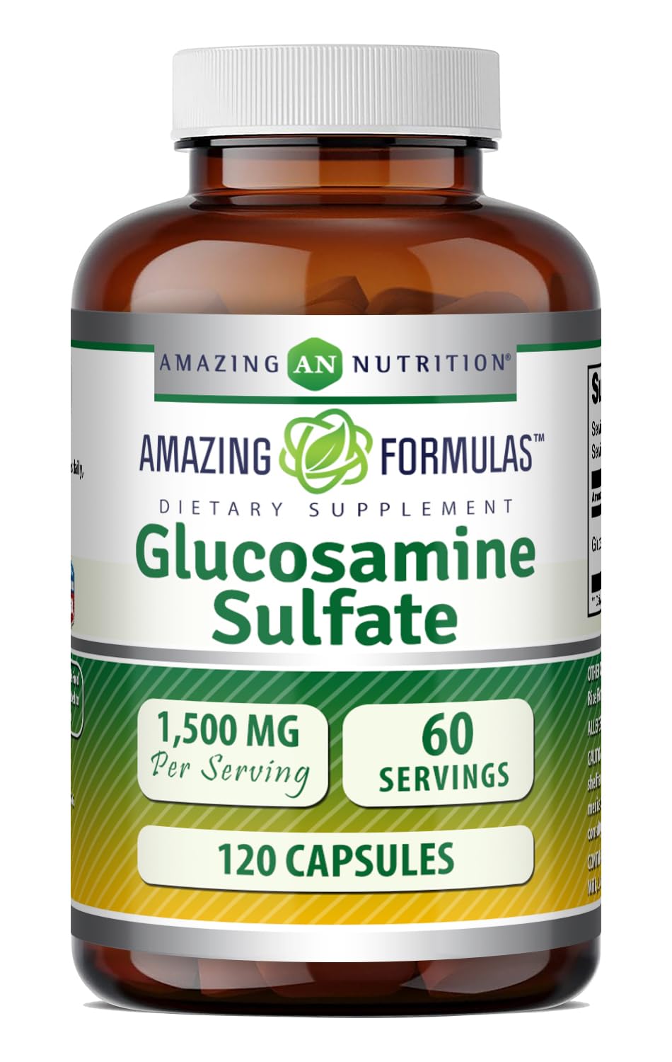 Amazing Nutrition Glucosamine Sulfate Supplement 1500 mg per Serving, 120 Capsules