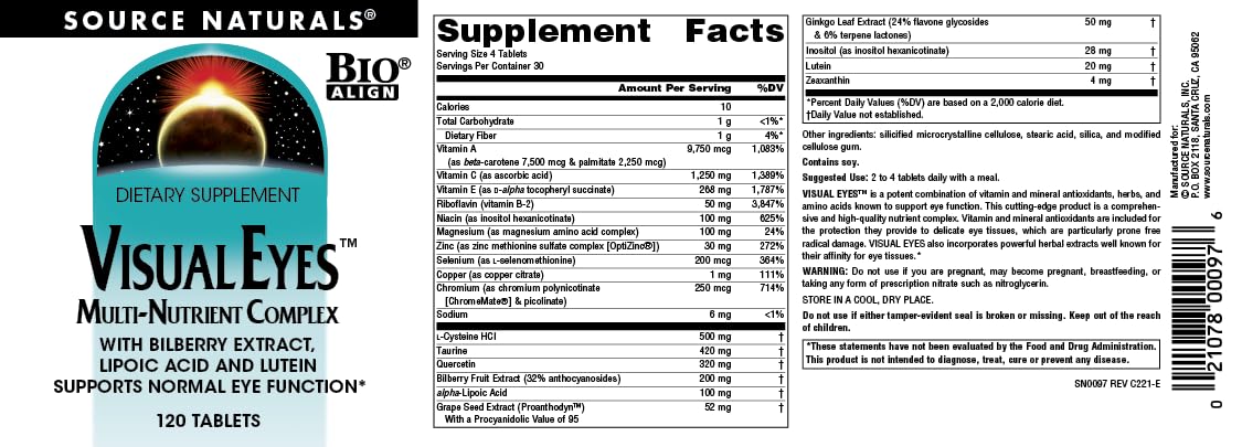 Source Naturals Visual Eyes, Multi-Nutrient Complex 120 Tablets