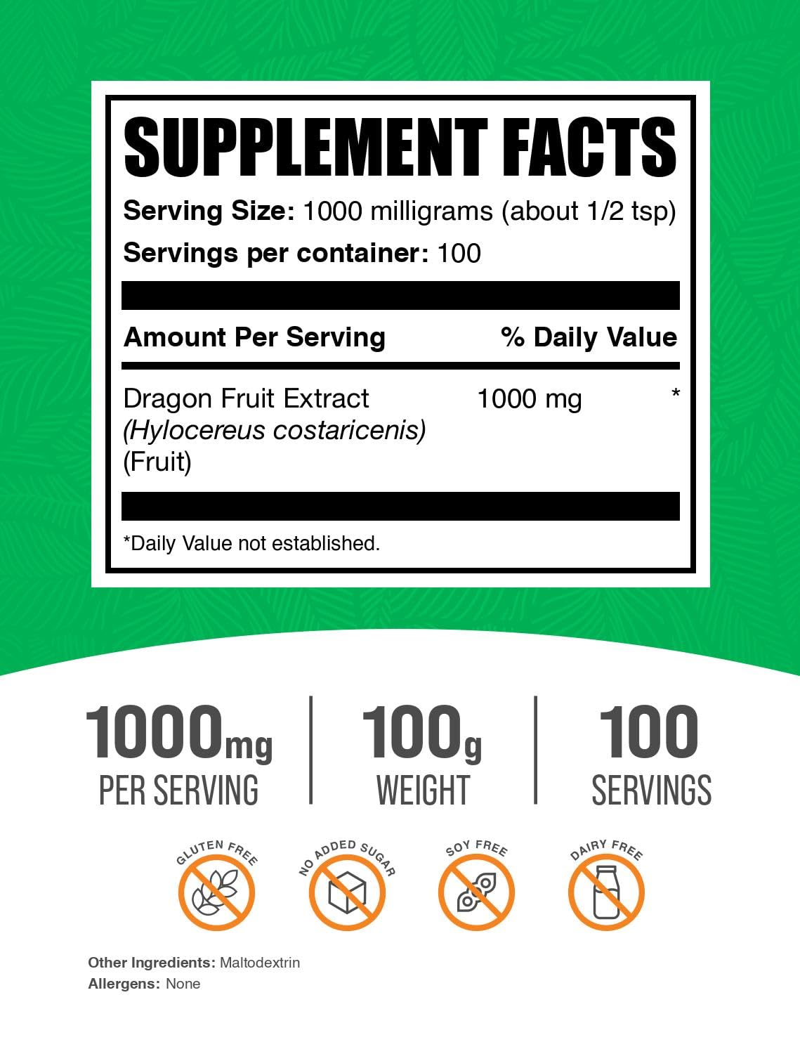 BulkSupplements Dragon Fruit Extract Powder, 3.5 oz
