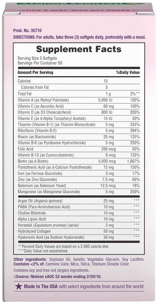 Nature's Bounty Optimal Solutions Hair Skin & Nails Extra Strength Softgels, 150 Count