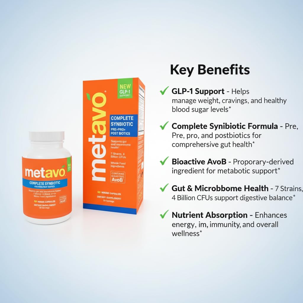 Metavo Complete Synbiotic - GLP-1 Support Pre+Pro+Postbiotics, 60 Capsules