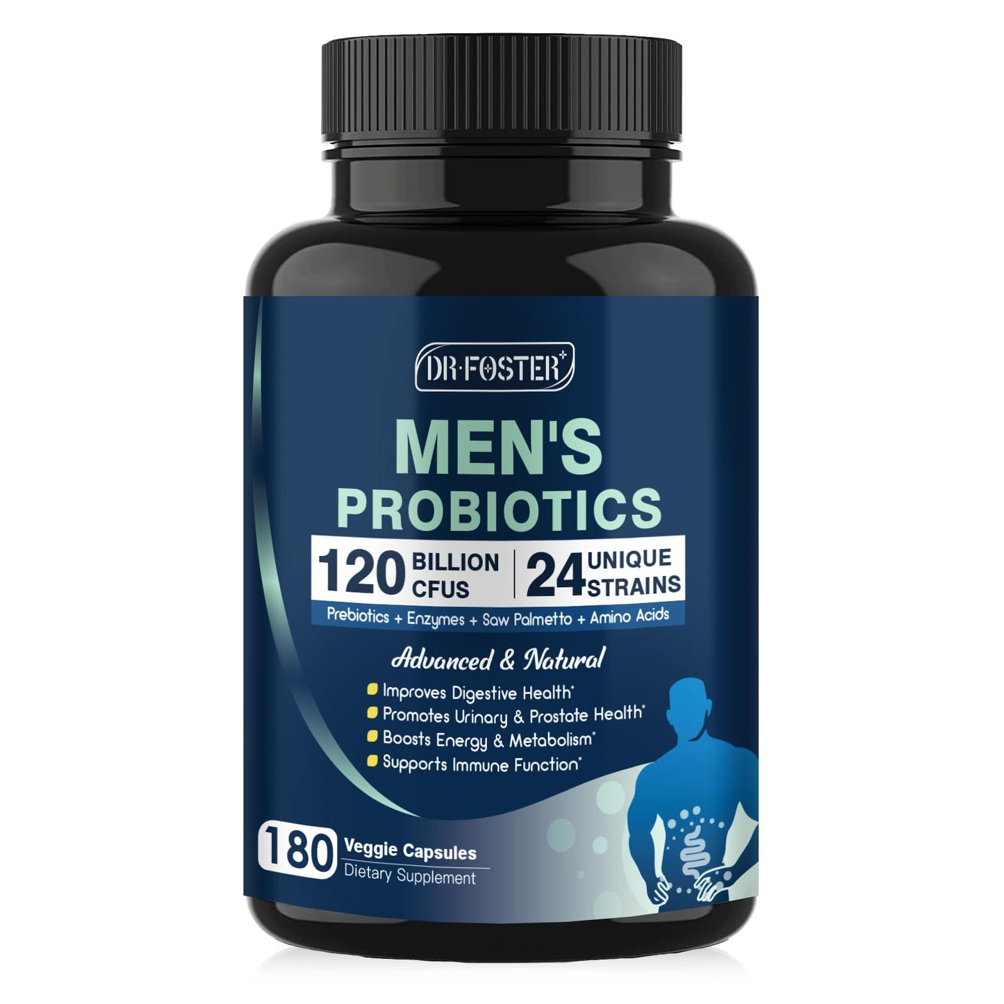 DRFOSTER Probiotics for Men Digestive Health Capsules, 180 Count