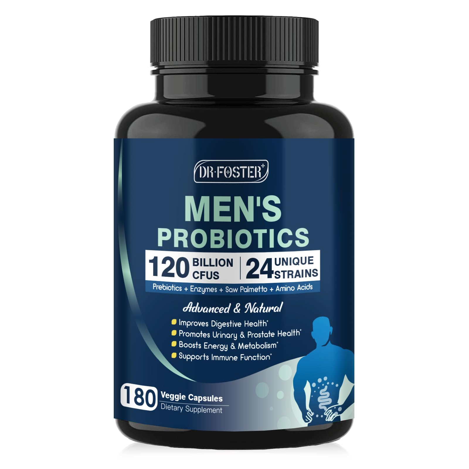 DRFOSTER Probiotics for Men Digestive Health Capsules, 180 Count