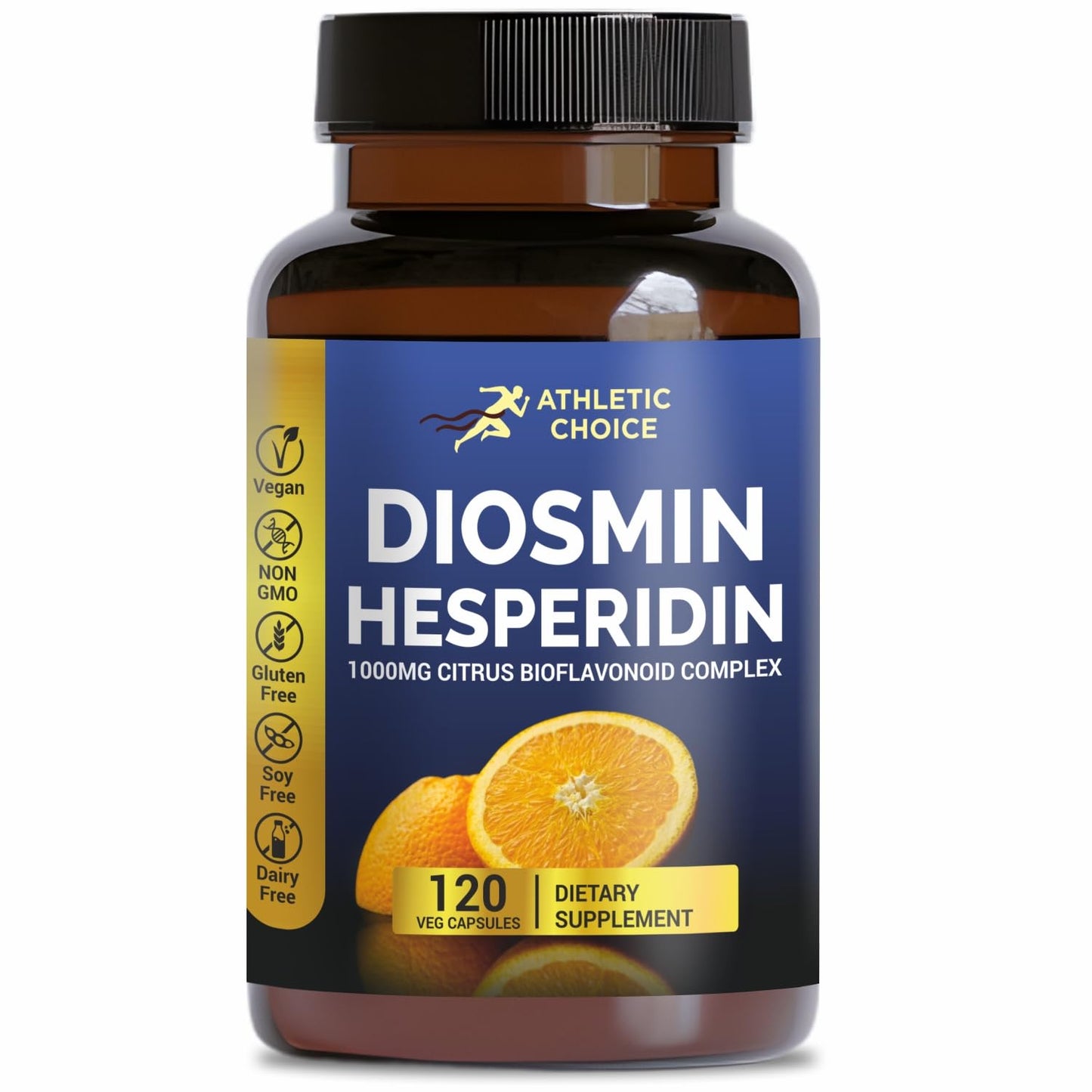 Athletic Choice Diosmin Hesperidin 1000mg Complex, 120 Veggie Capsules
