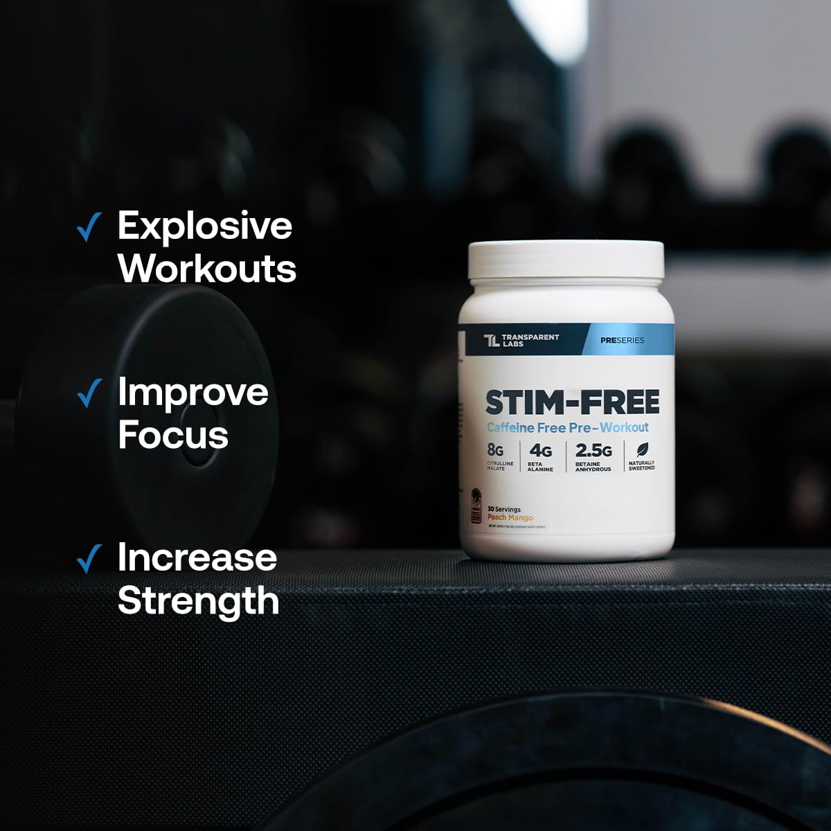 Transparent Labs Stim-Free Pre-Workout Powder 30 Servings