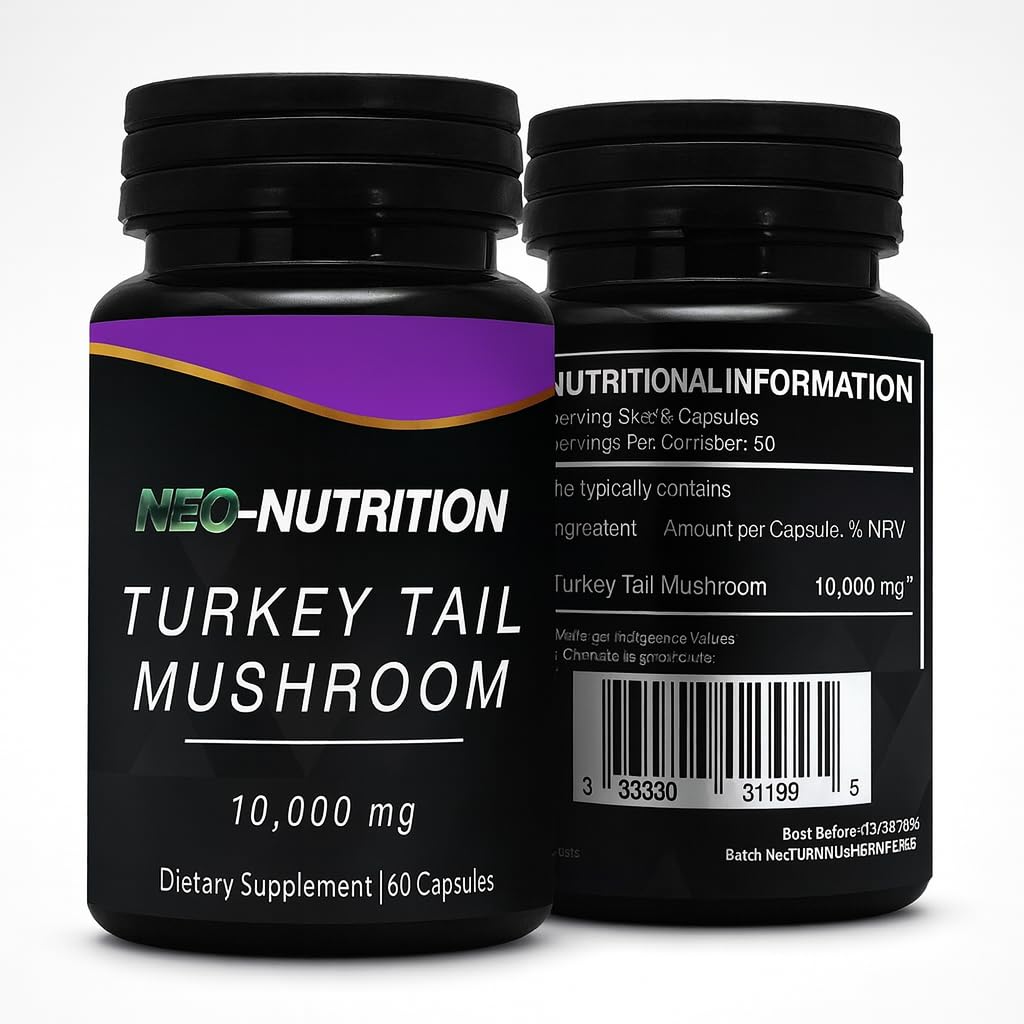 NEO-NUTRITION Turkey Tail Mushroom 10,000mg (Coriolus Versicolor) Capsule, 60 Count