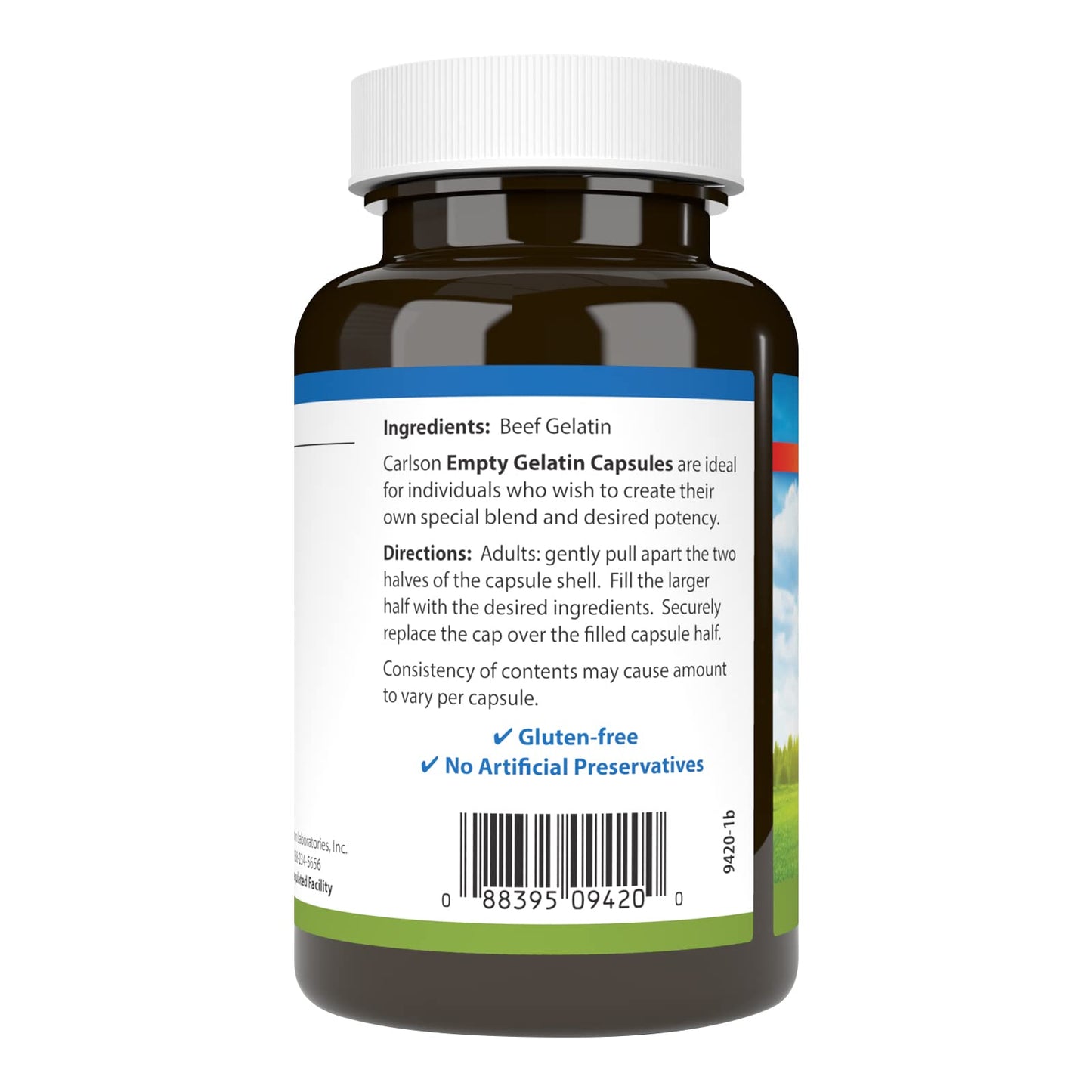 Carlson Empty Gelatin #0 Medium-Small Capsules, 150 Capsules
