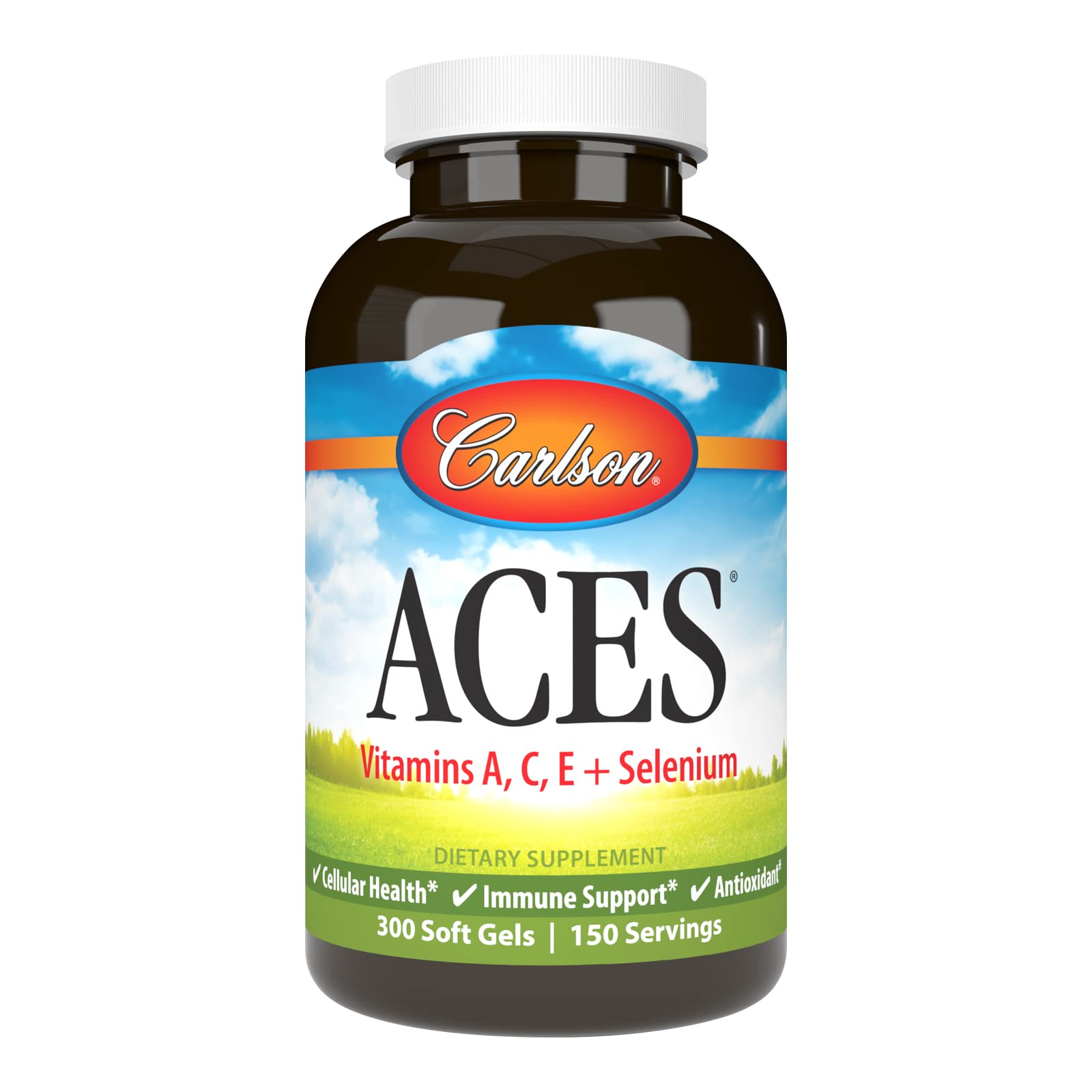 Carlson ACES Vitamins A, C, E + Selenium, Cellular Health & Immune Support, Antioxidant Softgels, 300