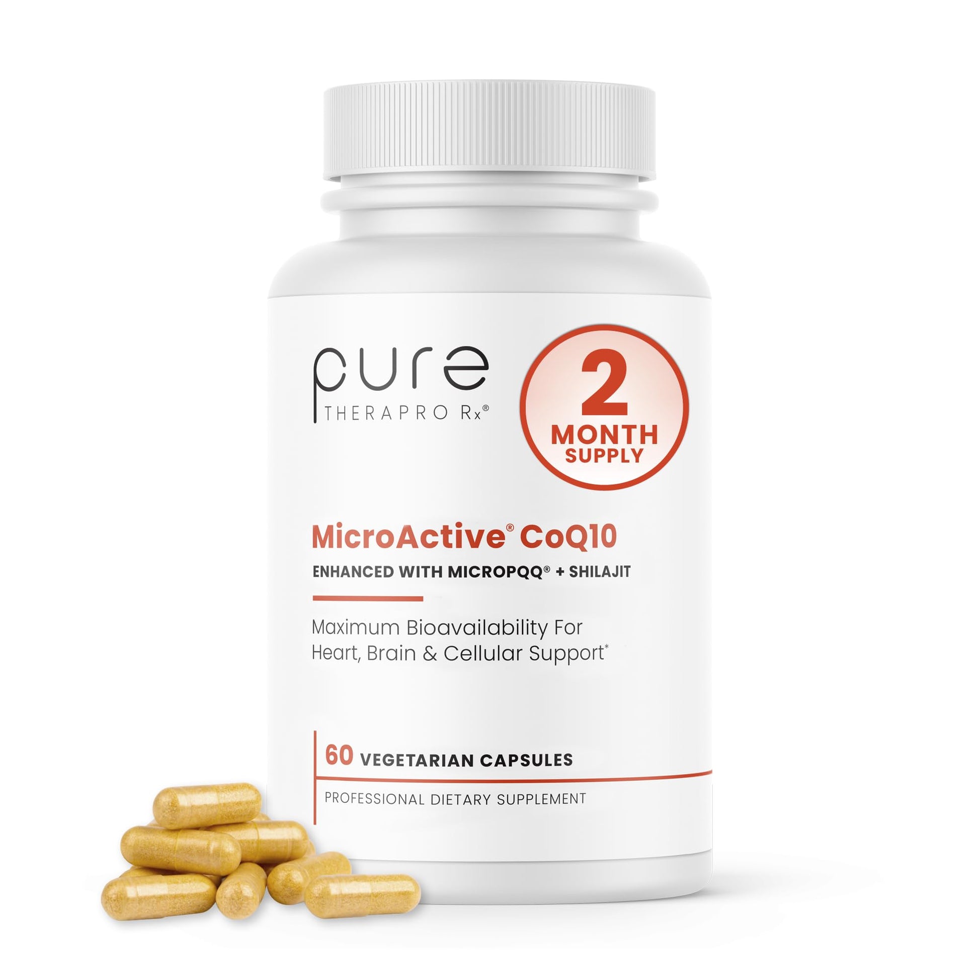 Pure Therapro Rx MicroActive CoQ10 Enhanced with MicroPQQ + Shilajit Sustained Release Capsules, 60 Count