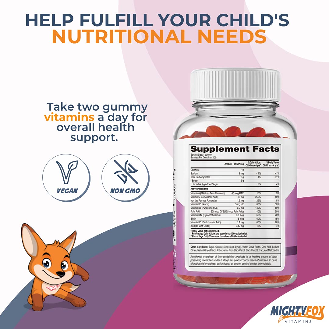 MIGHTY FOX VITAMINS Iron Gummies for Kids Gummies 200 Count