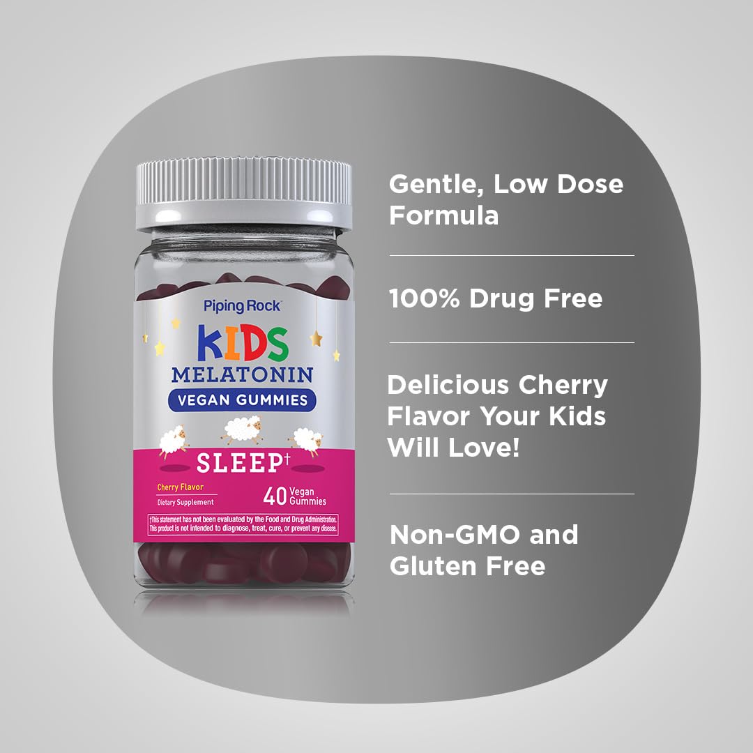 Piping Rock Kids Melatonin Gummy 1mg 40 Gummies