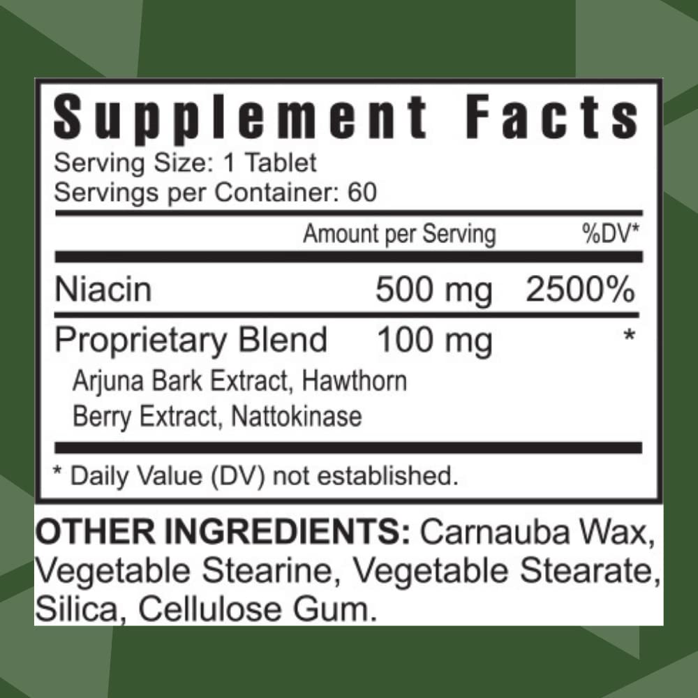 Youngevity Ultimate Niacin Plus 500 mg with Arjuna and Hawthorn Tablets, 60 Count