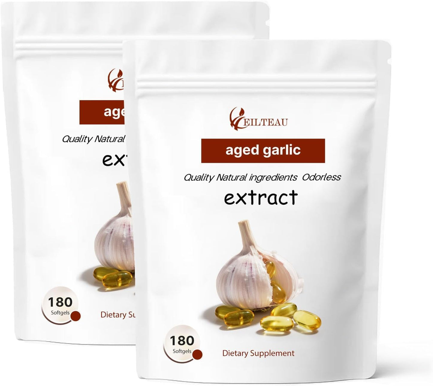 EILTEAU Aged Garlic Extract Odorless Softgels 180 Count