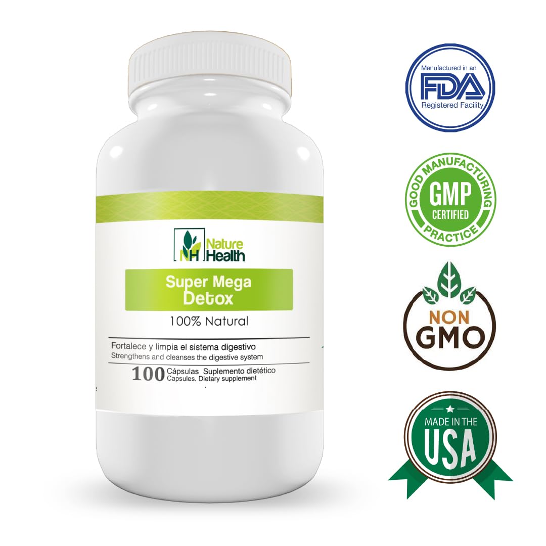 Nature Health Super Mega Detox Clense Capsules, 100 Capsules