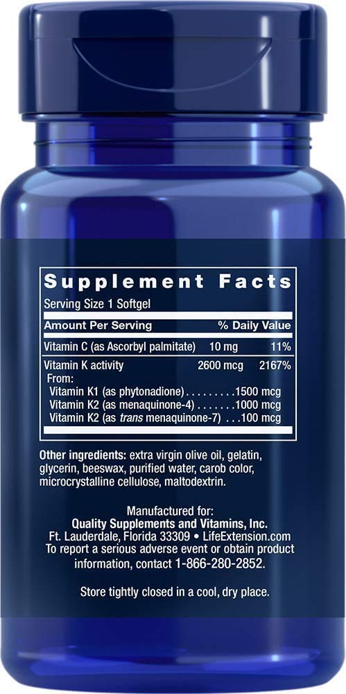 Life Extension Super K with Advanced K2 Complex Softgels 90