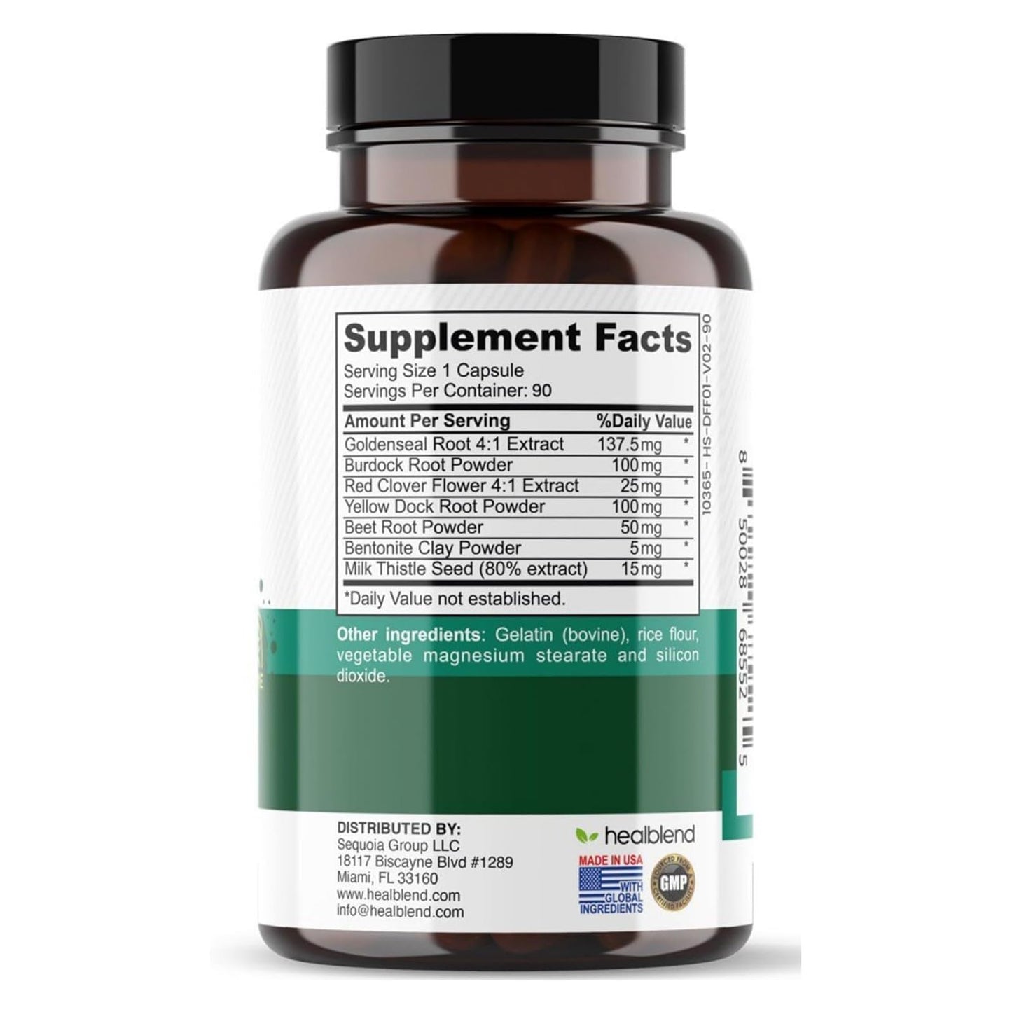Healblend Detox Formula - Body Cleanse & Digestive Support with Milk Thistle, Bentonite Clay - Promotes Liver Health, Reduces Bloating, Boosts Immunity & Energy, 90 Capsules