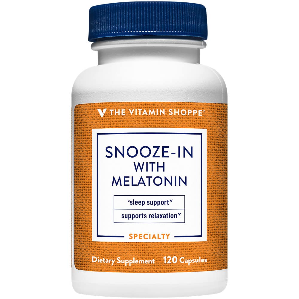 The Vitamin Shoppe Snooze-in with Melatonin Capsule, 120 Capsules