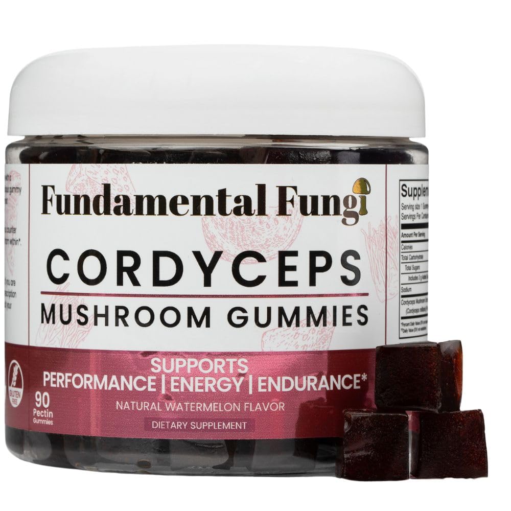 Fundamental Fungi Cordyceps Mushroom Gummies Watermelon Flavor, 90 Count