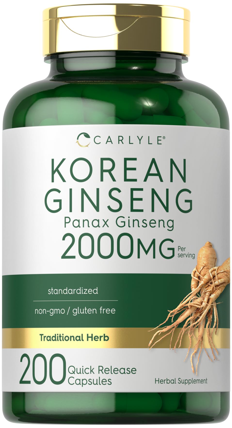 Carlyle Korean Ginseng Capsules, 200 Count