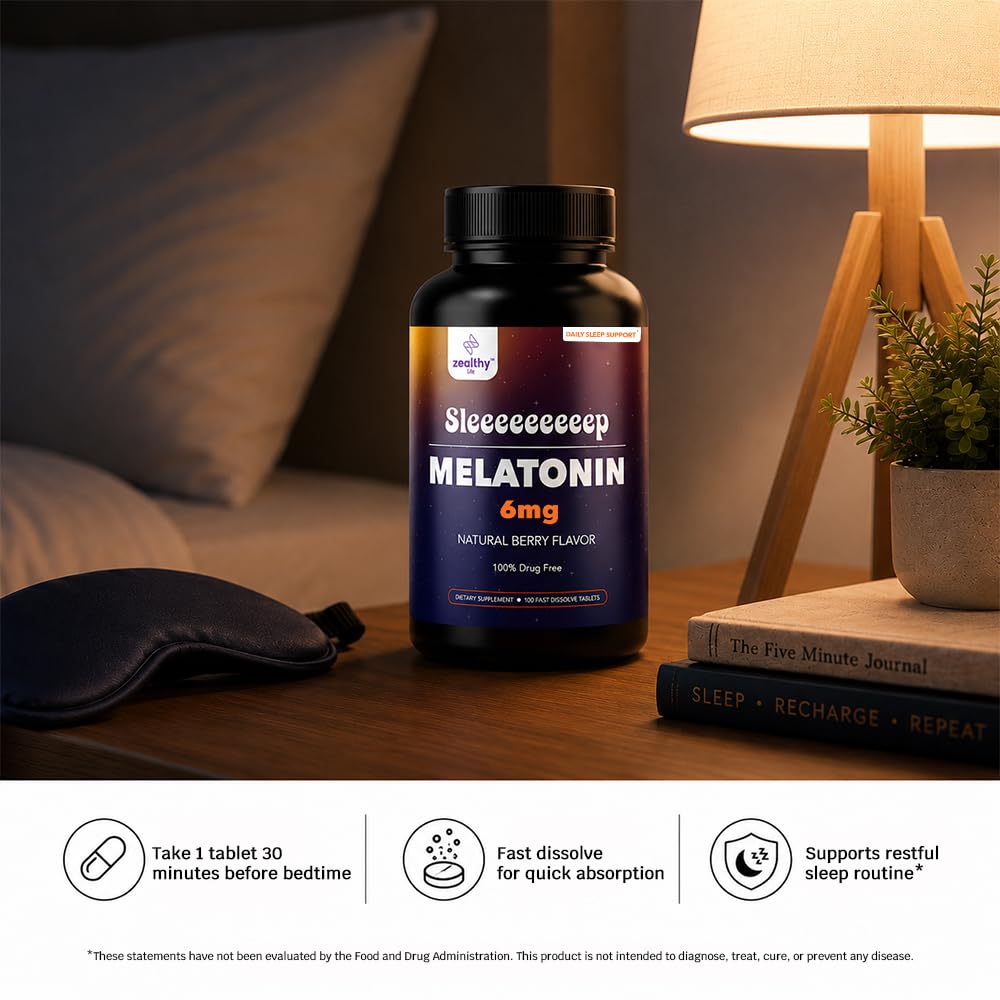 Z Zealthy Life Melatonin Fast Dissolve 6mg Tablets, 100 Count