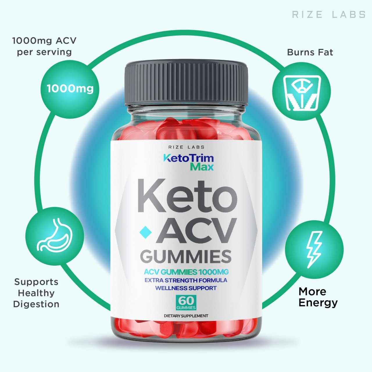 Rize Labs Keto Trim Max ACV Gummies, 180 Gummies