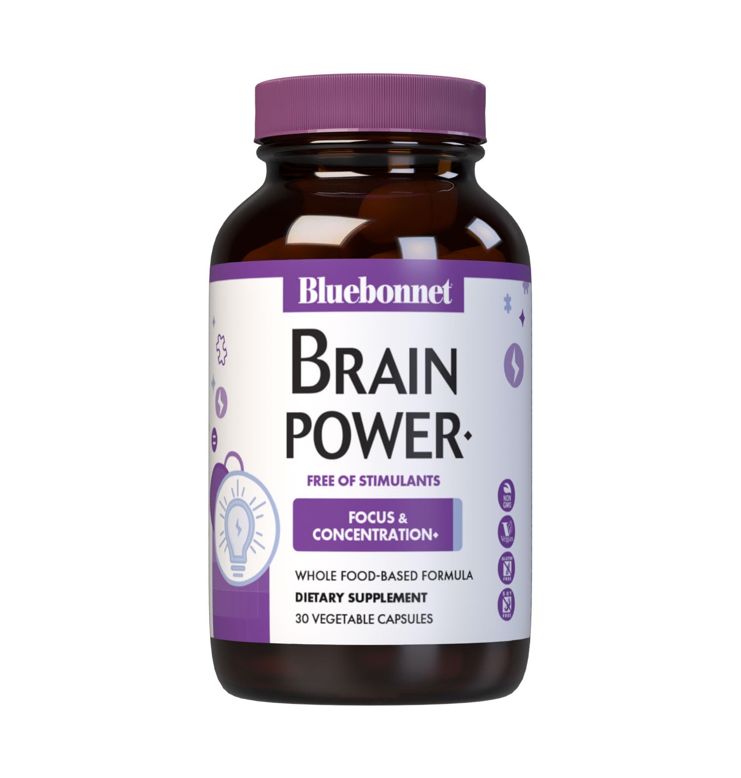 BlueBonnet BrainPower Whole Food-Based Nootropic Blend 30 Capsules