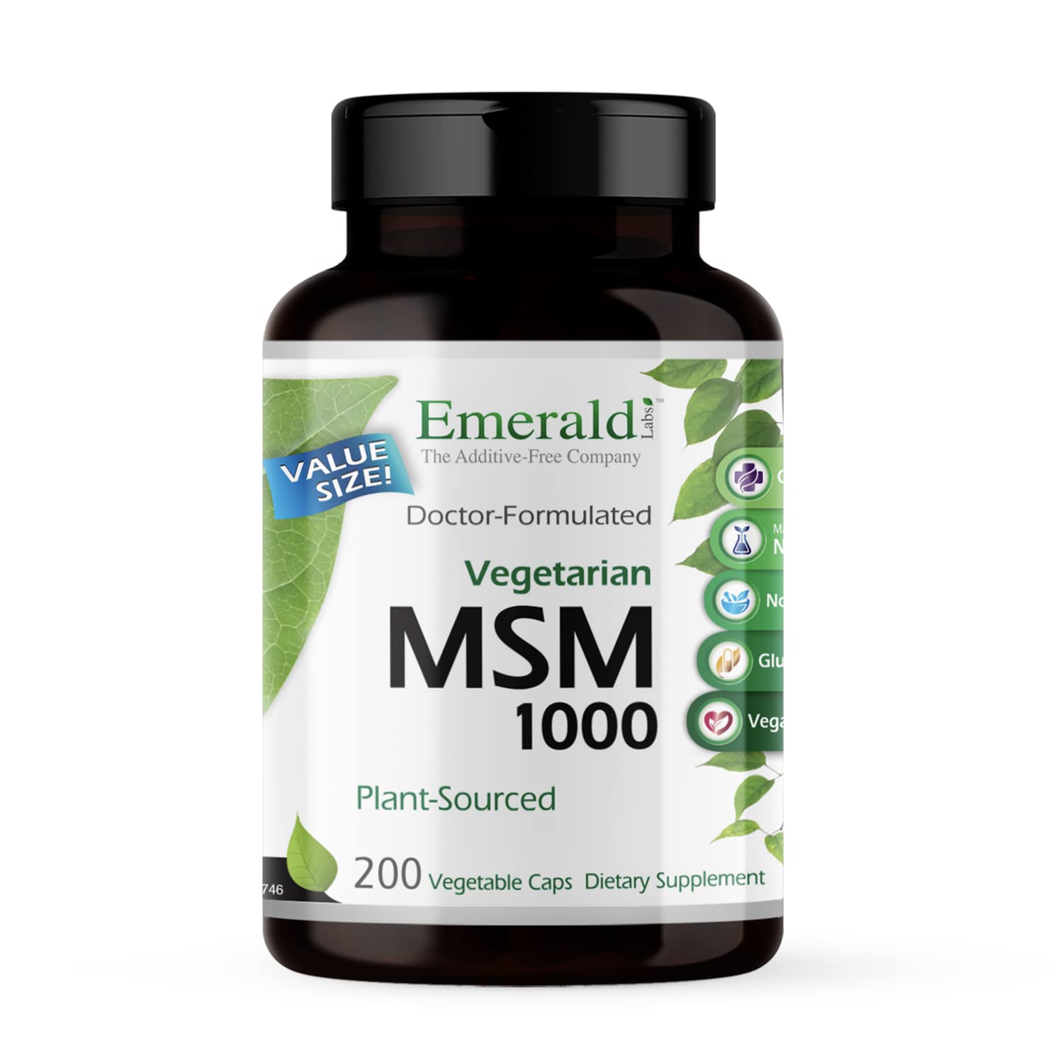 Emerald Labs MSM 1000mg - Joint, Liver & Immune Support Supplement with Methylsulfonylmethane, 200 Capsules