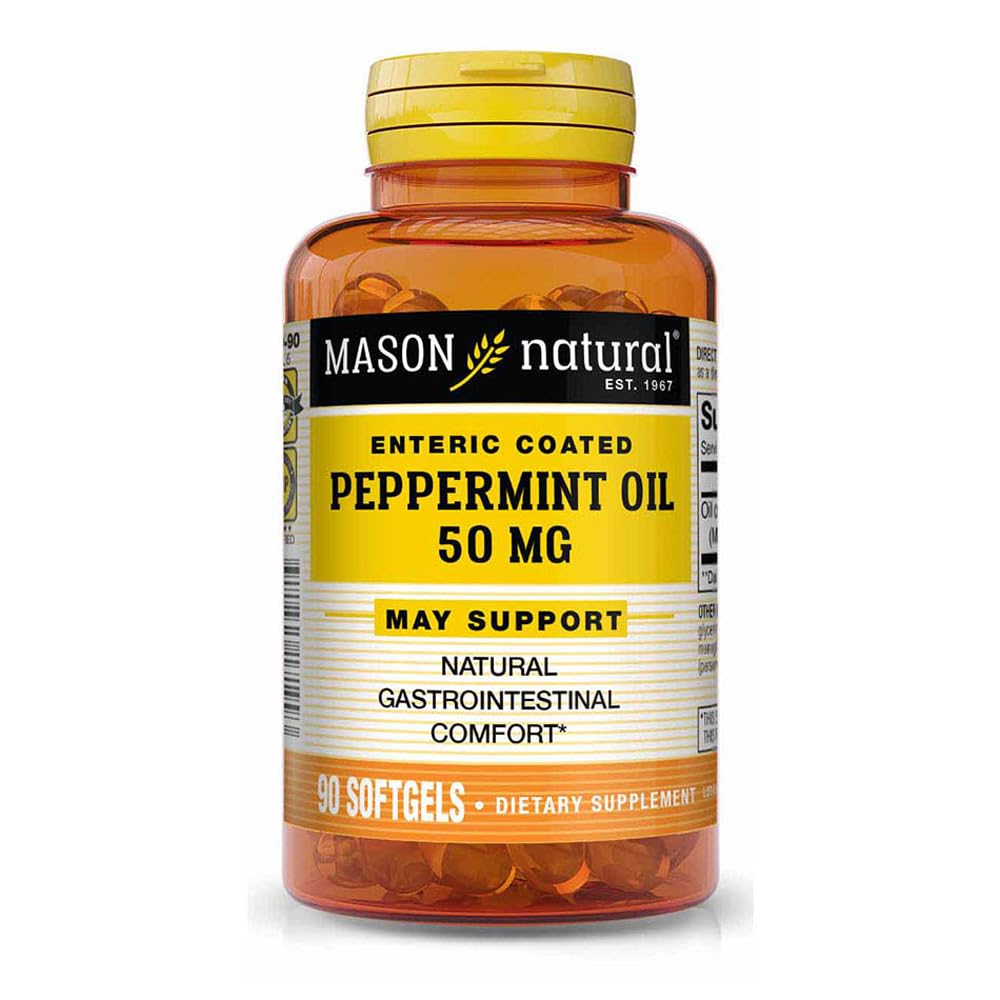 Mason Natural Peppermint Oil 50 mg Enteric Coated Softgels, 90 Softgels