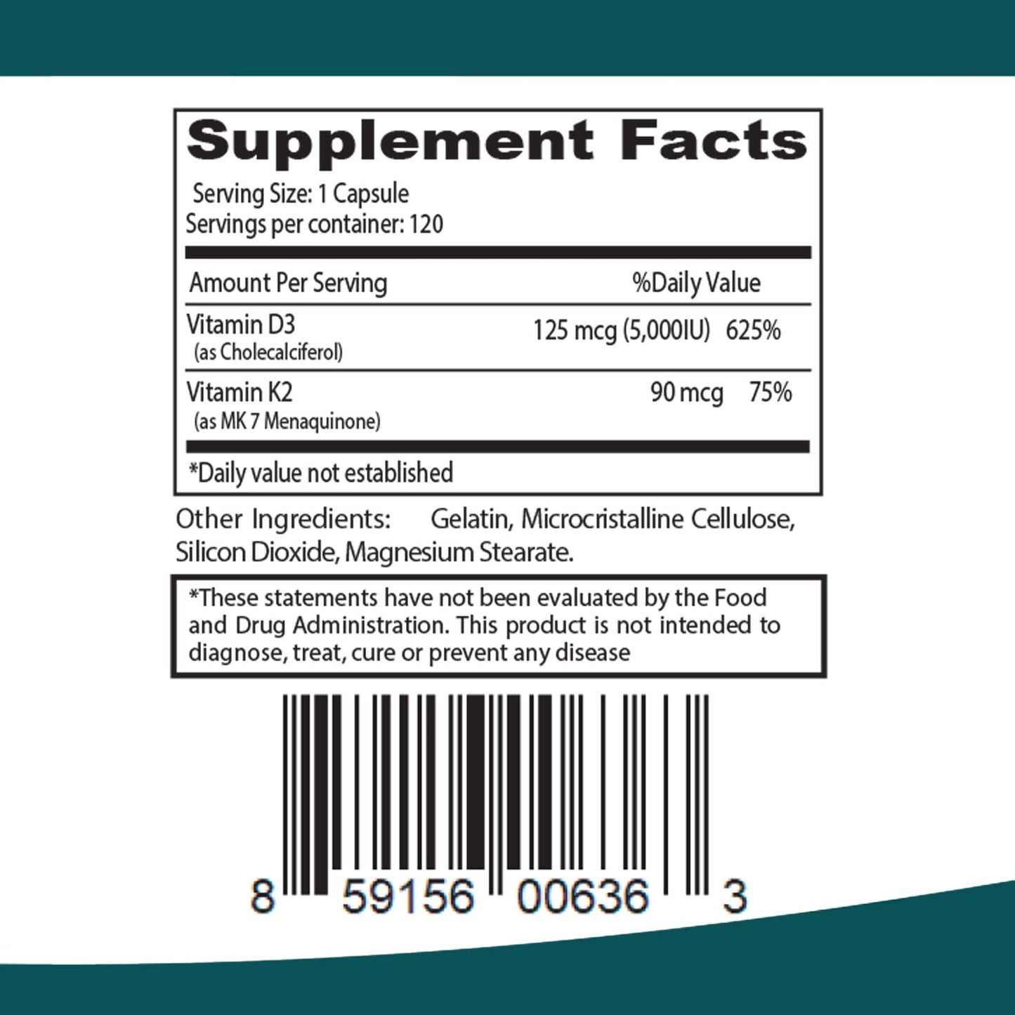ELP ESSENTIAL Vitamin K2 with D3 Softgels 120 Count