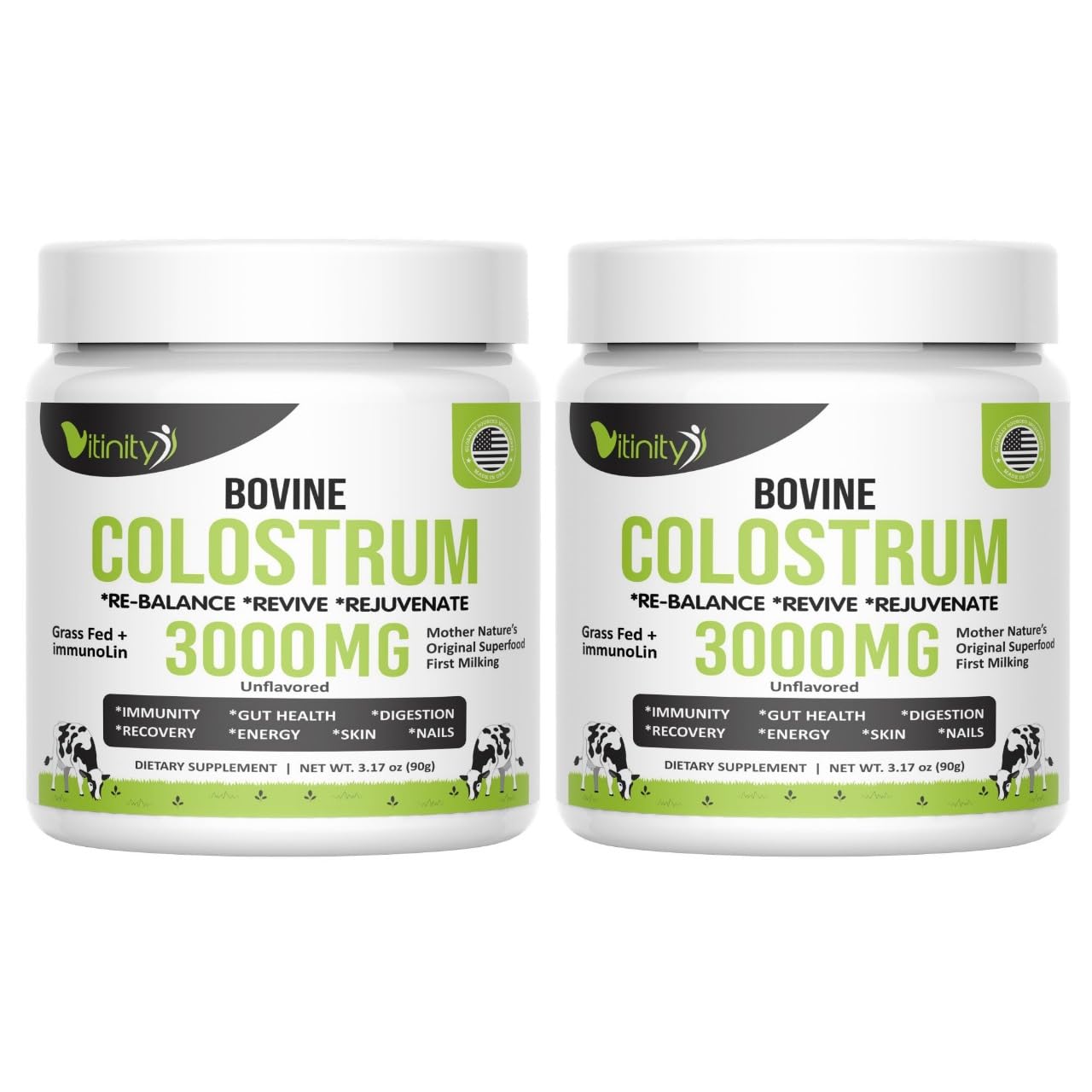 VITINITY Grass Fed Bovine Colostrum Powder 2 Pack
