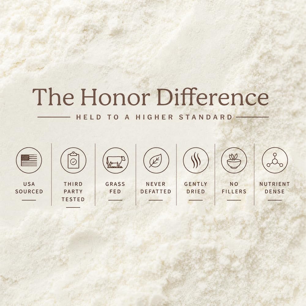 HONOR Supplements 100% Grass-Fed Bovine Colostrum Powder, 60 Servings