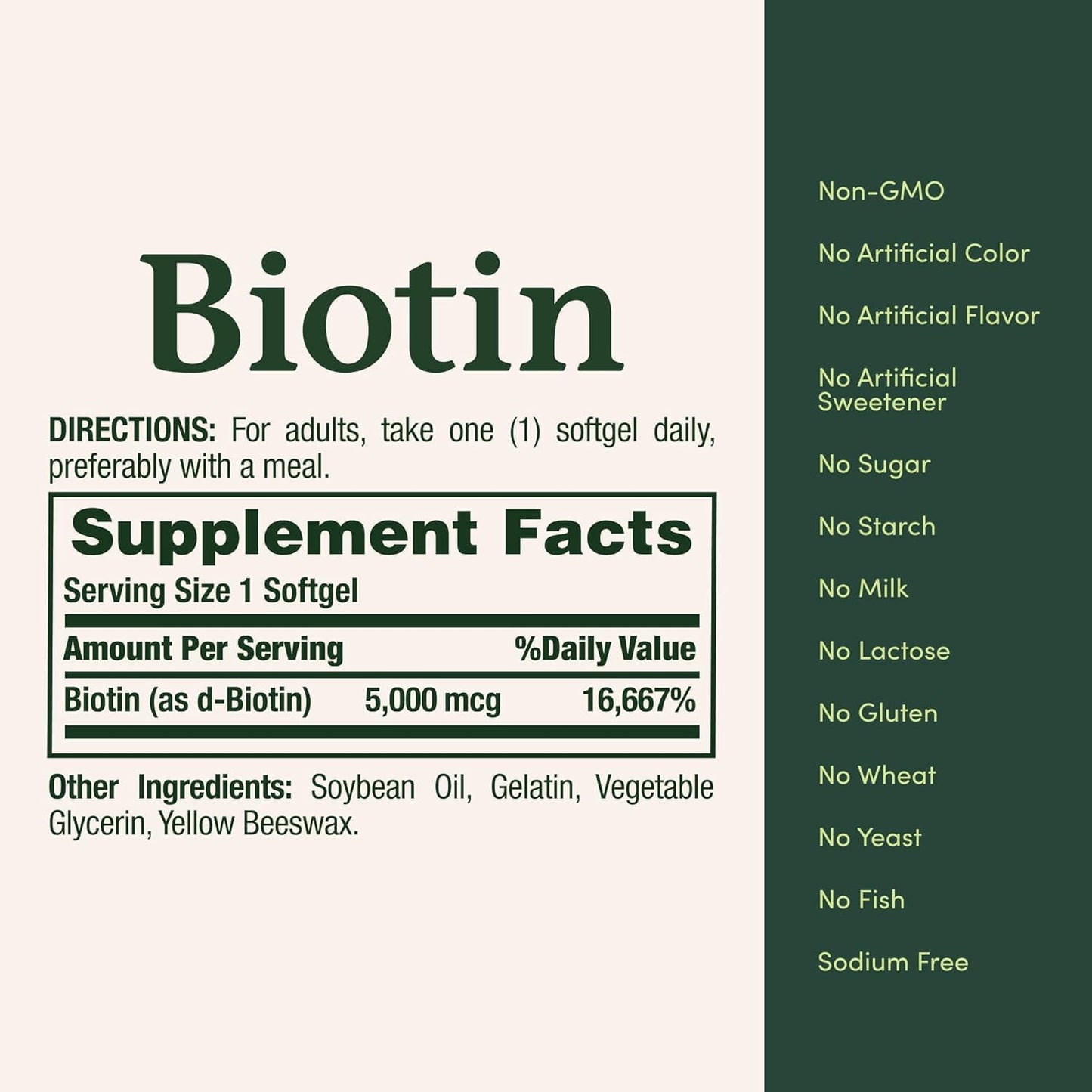 Nature's Bounty Biotin 5000 mcg Softgels, 216 Softgels