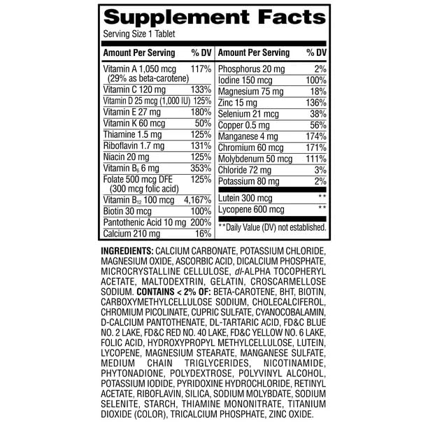 ikj Complete Multivitamin/Multimineral Supplement Tablets, Men 50+, 200 Count