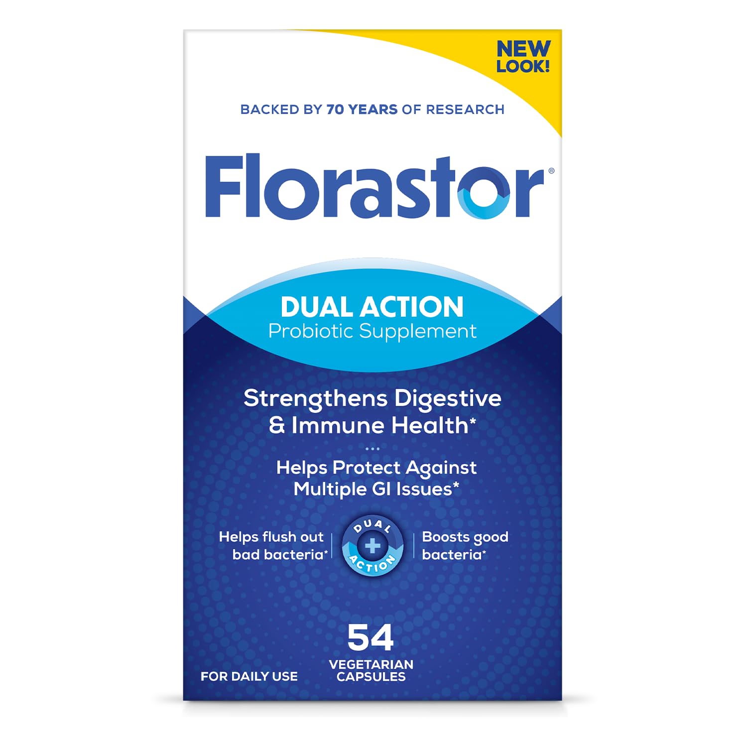 Florastor Probiotics for Digestive and Immune Health Capsules, 54 Count