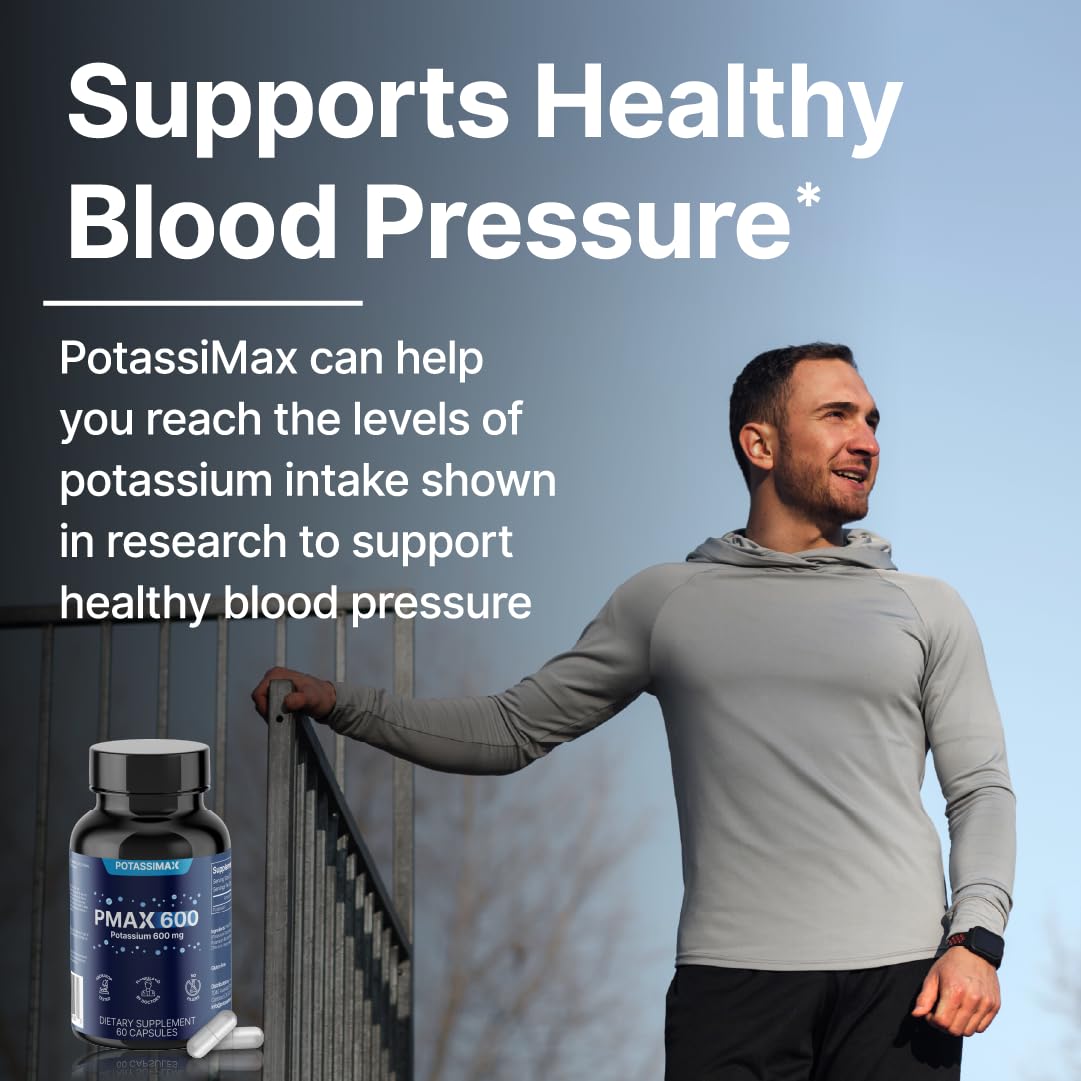PotassiMax PMAX600 High Dose Pure Potassium Electrolyte Supplement 600 mg Capsules 180 Count