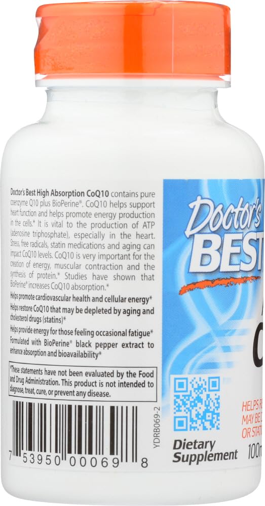 Doctor's Best High Absorption CoQ10 100 mg Capsules, 60 Count