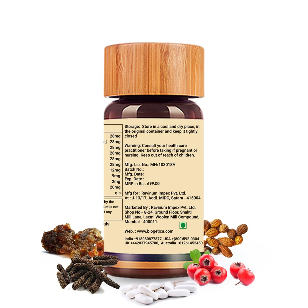 Biogetica Circulosolve Natural Heart Wellness Supplement - Ayurvedic Arjuna & Guggul Blend Capsule 80 Count