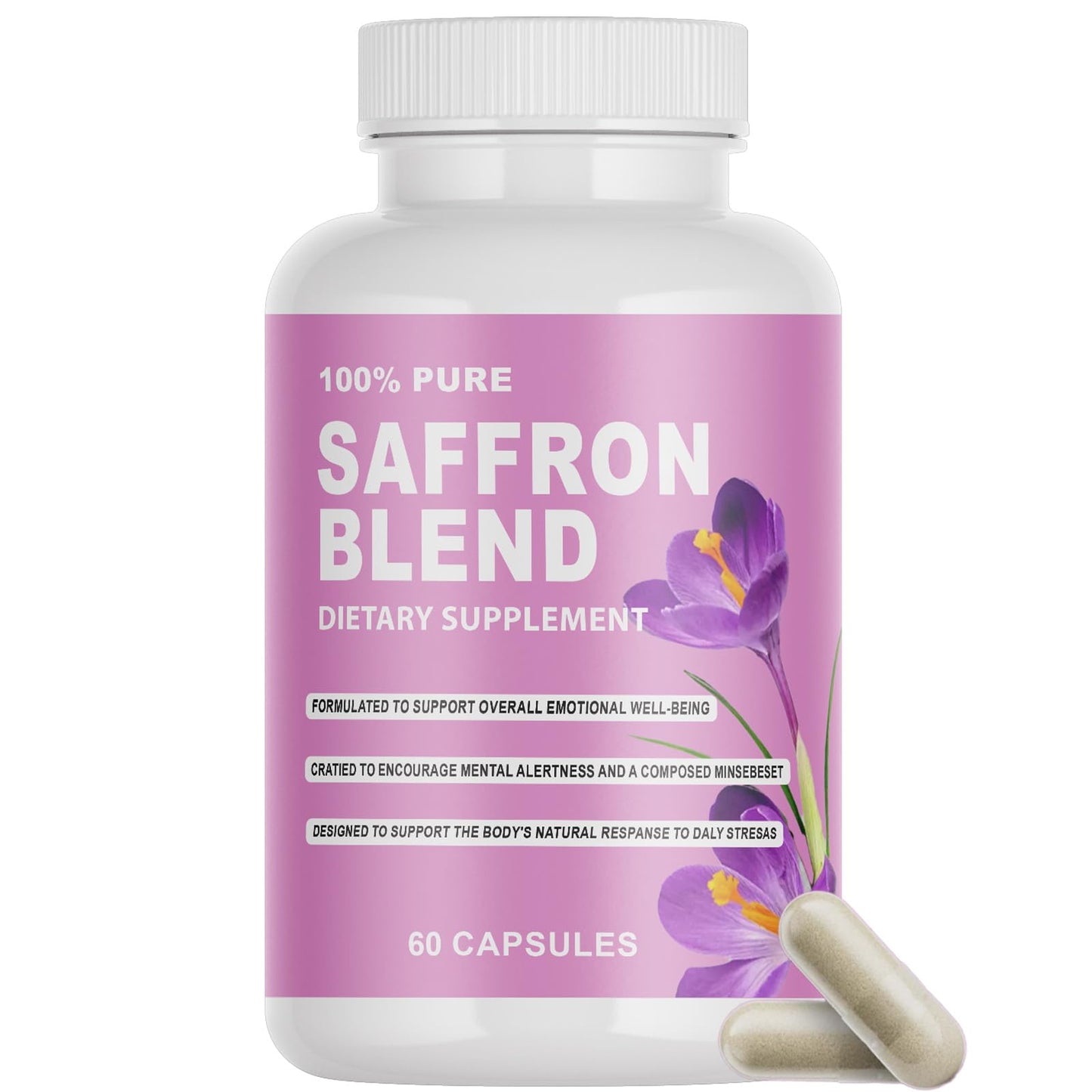 DYALE Saffron Supplements for Men & Women – Capsules, Saffron, B6, Magnesium & Herbal Extract for Focus, Mental Clarity & Energy – Non-GMO, Gluten-Free, 60 Capsules