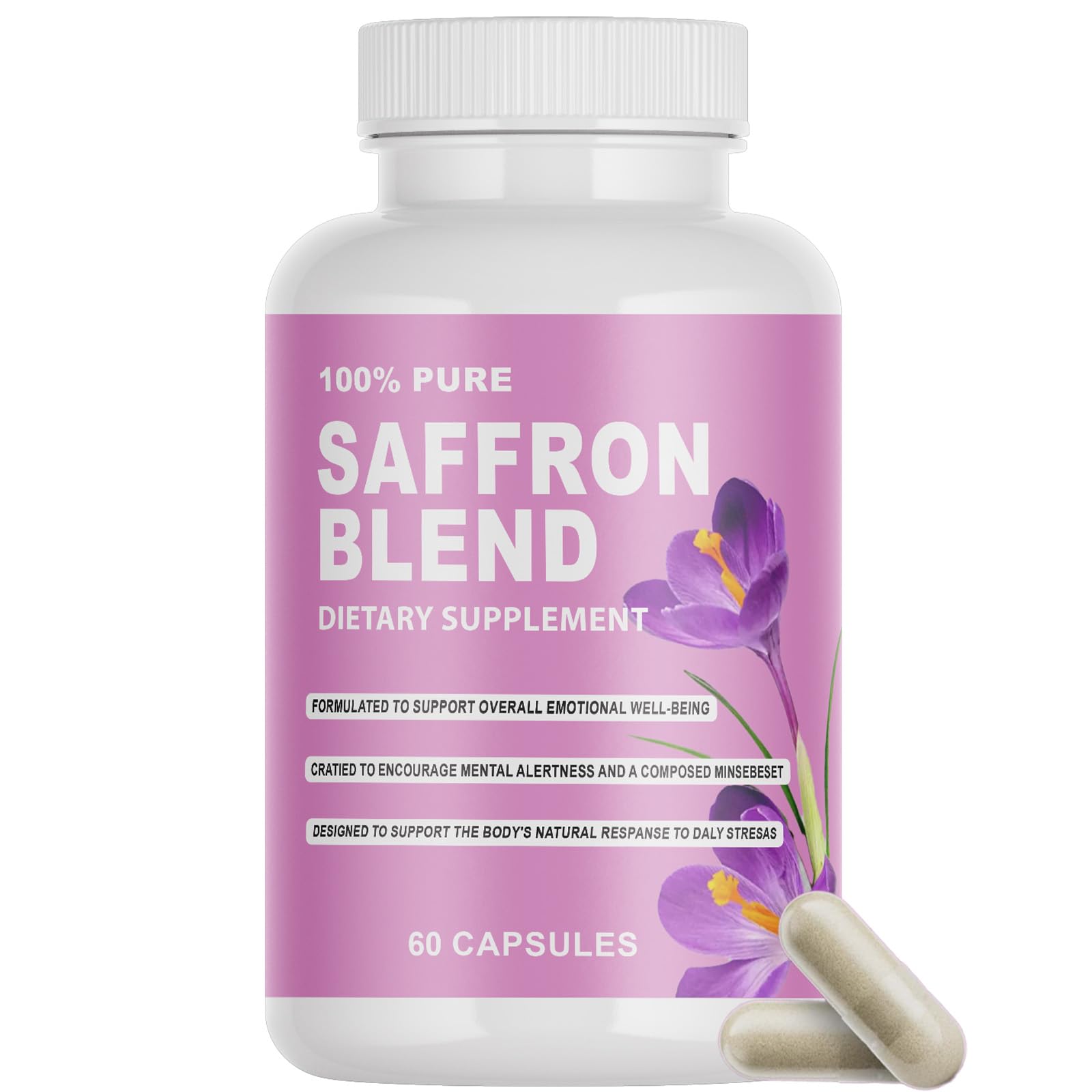 DYALE Saffron Supplements for Men & Women – Capsules, Saffron, B6, Magnesium & Herbal Extract for Focus, Mental Clarity & Energy – Non-GMO, Gluten-Free, 60 Capsules